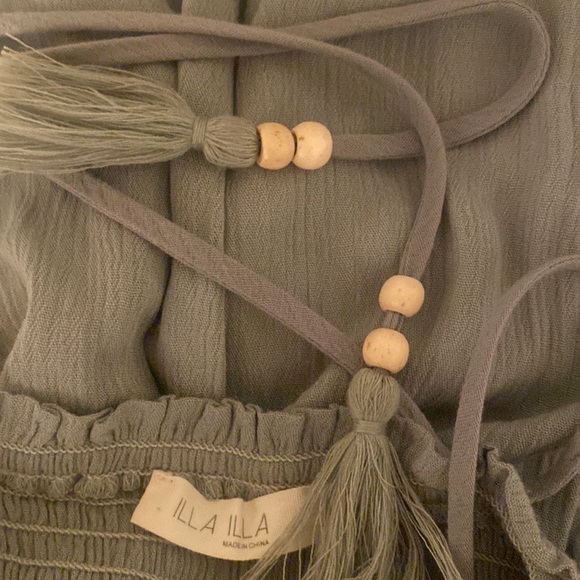 One Piece Smocked Jumper Wide Leg Ruffled Open Back Halter Tie Neck Size S - Picture 6 of 11